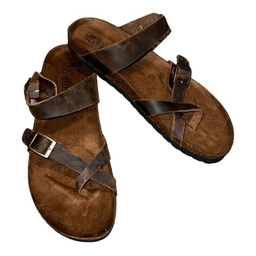 White Mountain Gracie Footbed Sandals | Brown | Size 11 Double Buckle